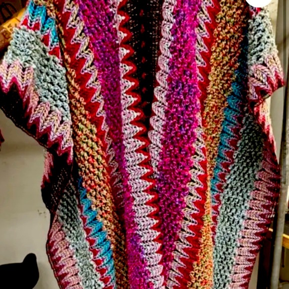 Kimono Multicolor Zigzag Knit Long - Picture 2 of 3